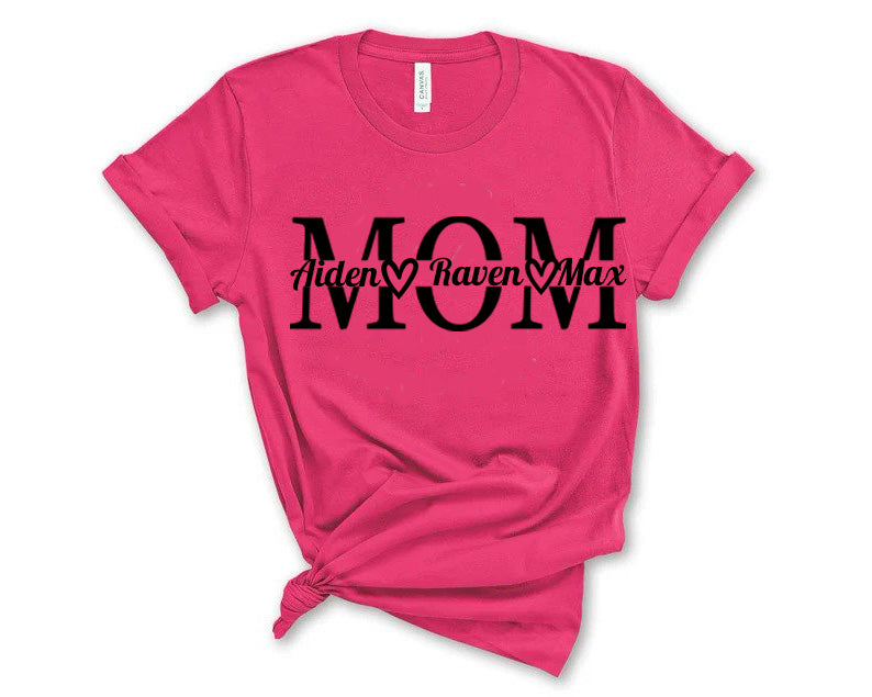 mom shirt with child's names