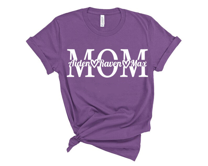 mom shirt with child's names